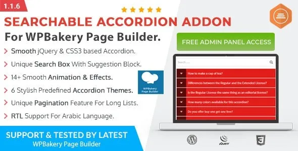 Ultimate Searchable Accordion WPBakery Page Builder