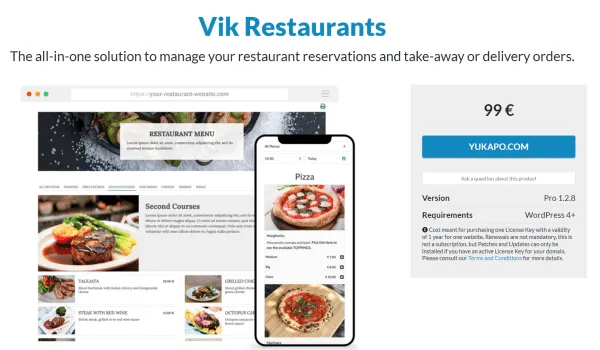 Vik Restaurants Pro for WordPress