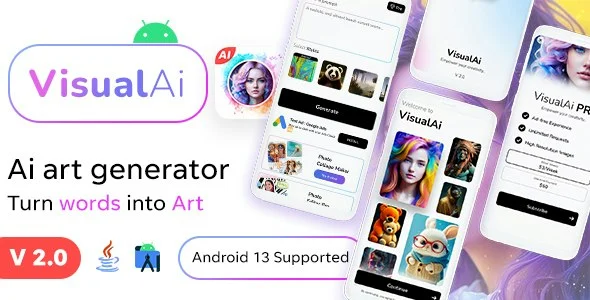 Ai Images Generator (V2 Free Download) VisualAI + Photo Editor Tools Android App